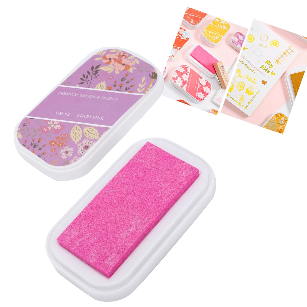 Ink Pad Metal Color Large DIY Hand Craft Rubber Stamp Schedule Book Ink Pad(Flash Rose Red )