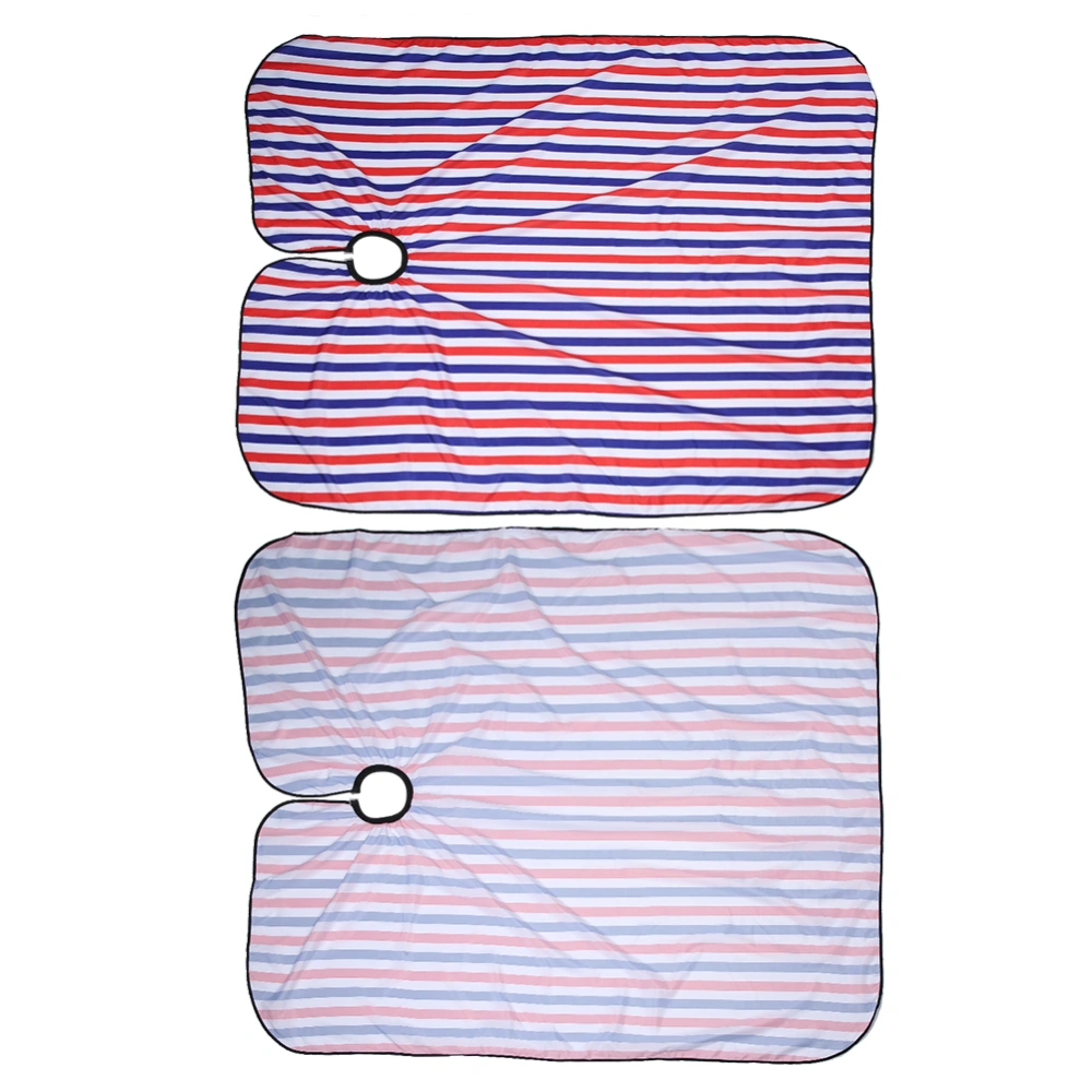 Professional Hairdressing Apron Hair Cutting Dyeing Gown Cape for Home Barber Shop(Red+Blue+White Stripe )