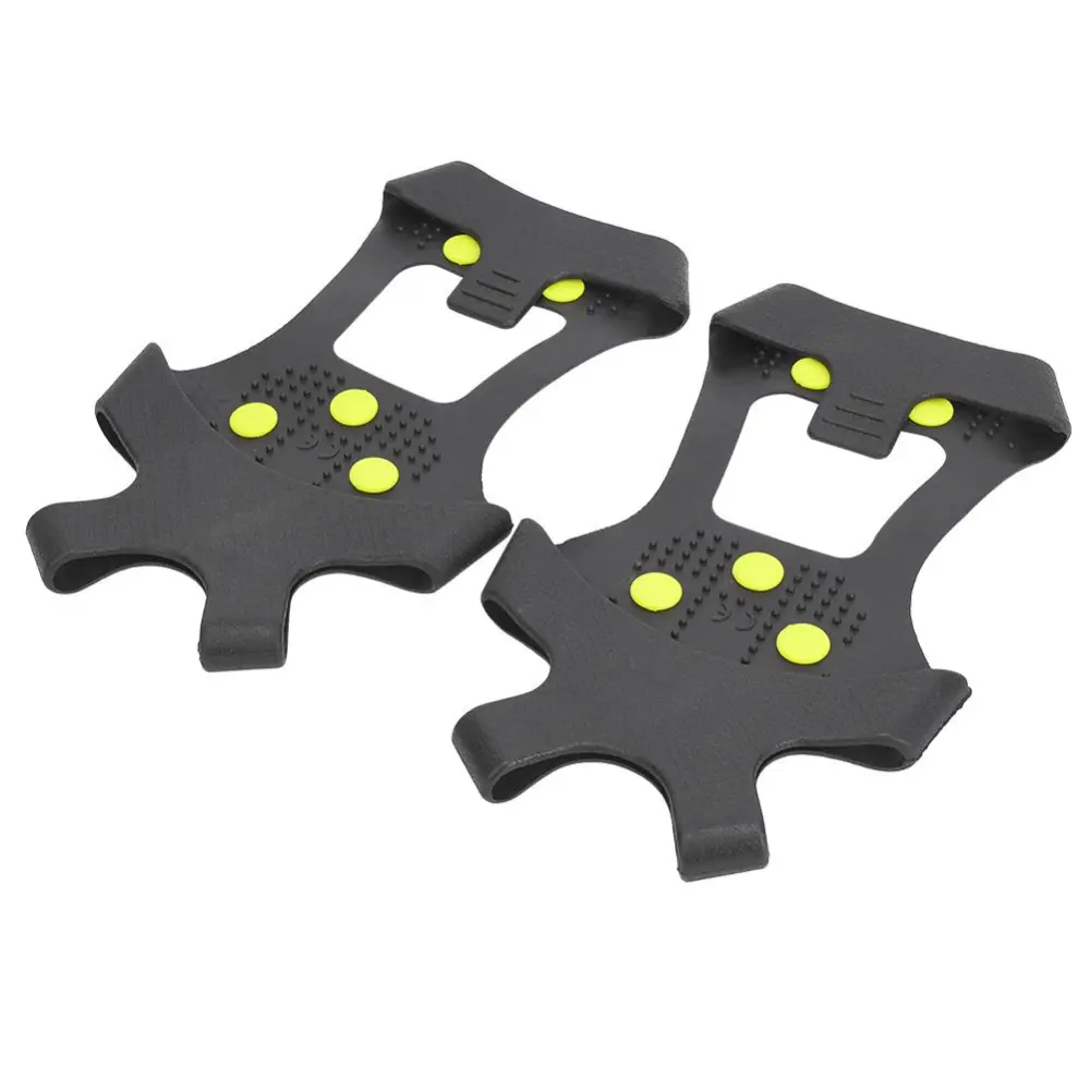 1 Pair Universal 10 Teeth Anti Slip Ice Cleat Shoe Grips Spikes Cleats Crampons for Hiking Climbing(M:36-38 )