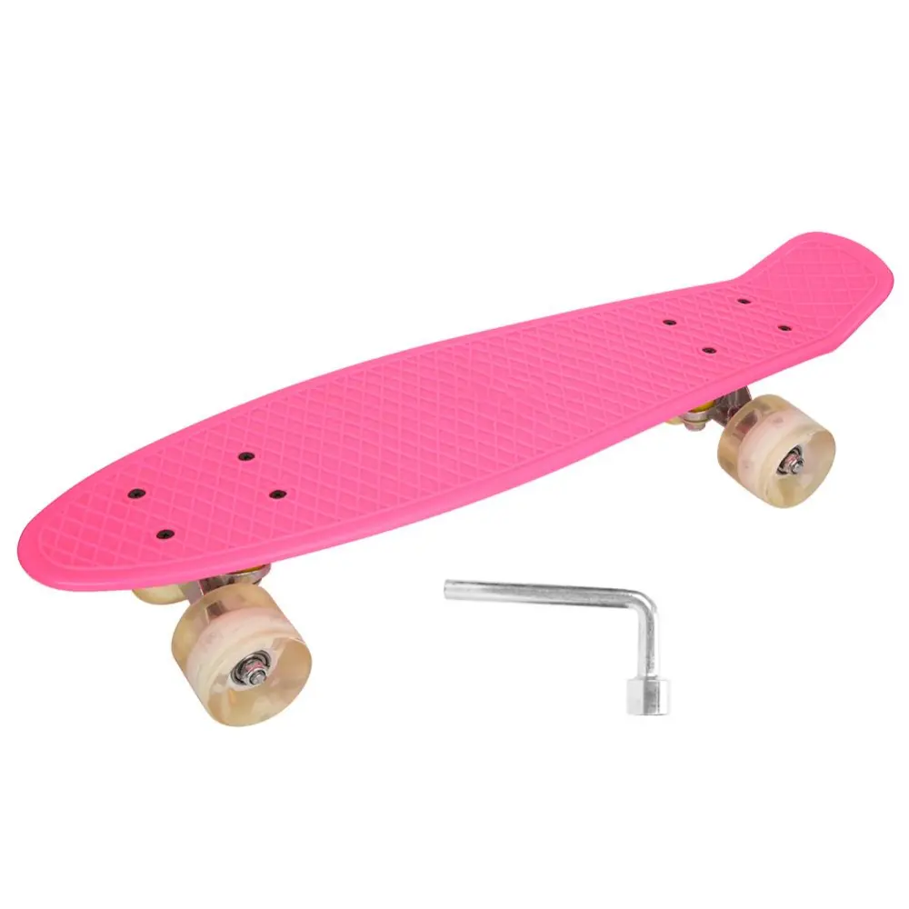 Portable Children Skateboard with Four Wear Resistant Flashing Wheel for Kid Play(pink )