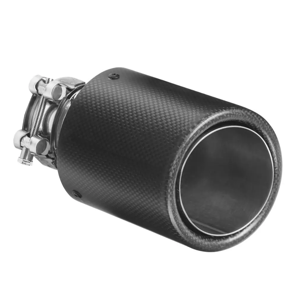 Carbon Fiber Surface Stainless Steel Tail Throat Pipe 51mm/2.01in Intake 76mm/2.99in Outlet