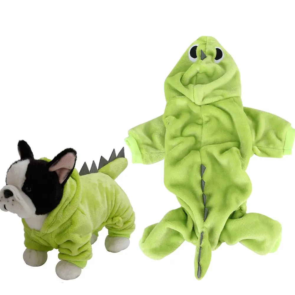 Winter Coral Fleece Green Pet Four Feet Dinosaur Costume Warm Clothes Clothing for Dogs Cats( )