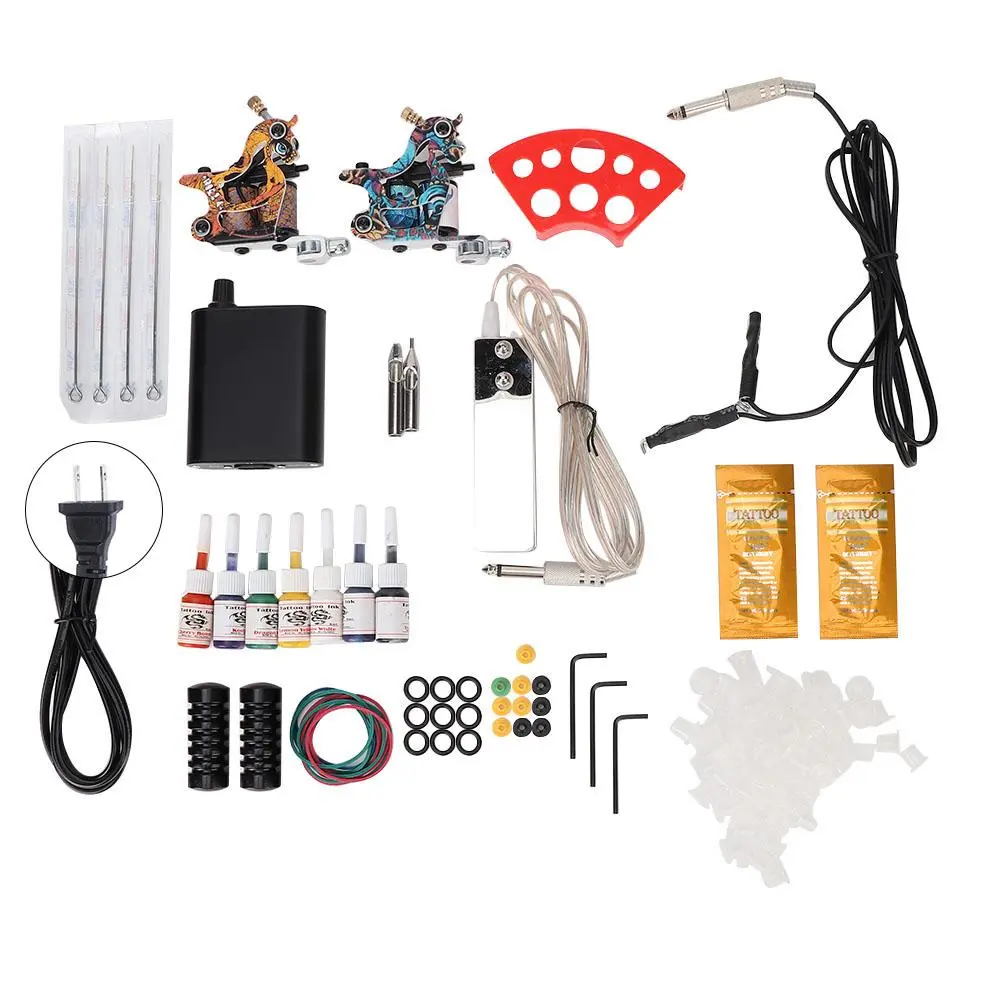 Complete Tattoo Kit Tattoo Machine Tattoo Inks Tattoo Clip Cord for Beginners Professional Tattoo Artists 90-265V(US Plug )