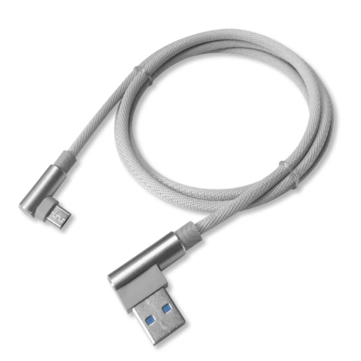 Double Elbow Data Cable Micro USB Cord 90 Degree Mobile Phone Fast Charging Wire for Android