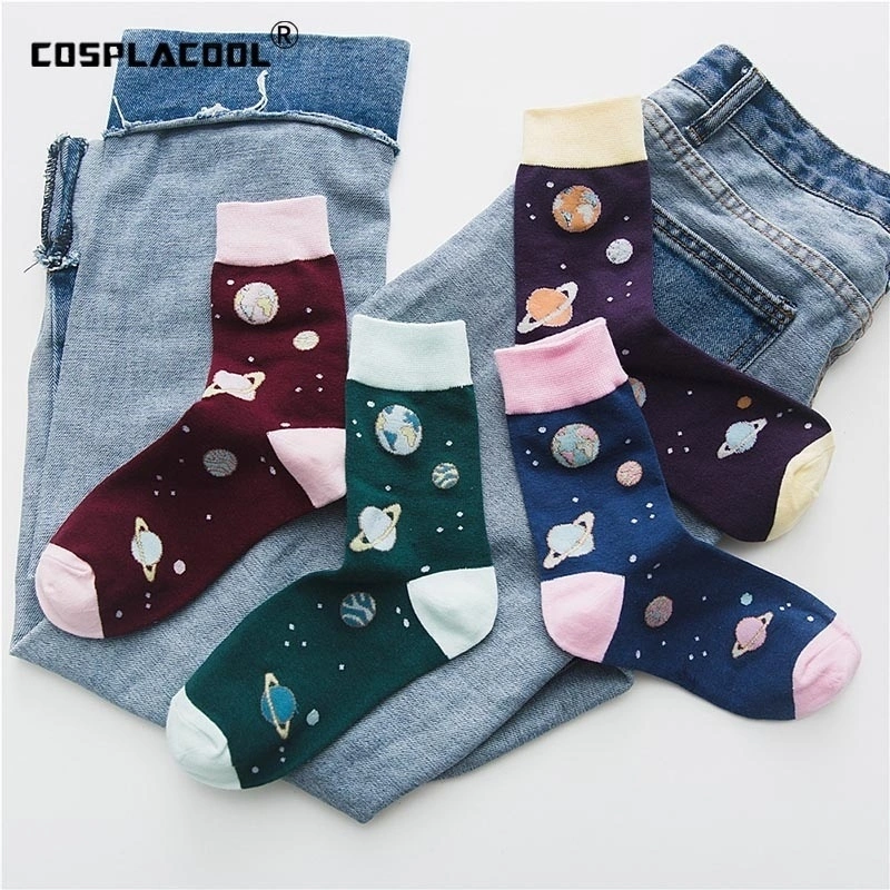 Hip Hop Fashion Socks Art Cartoon Planet Team Cute Funny Socks