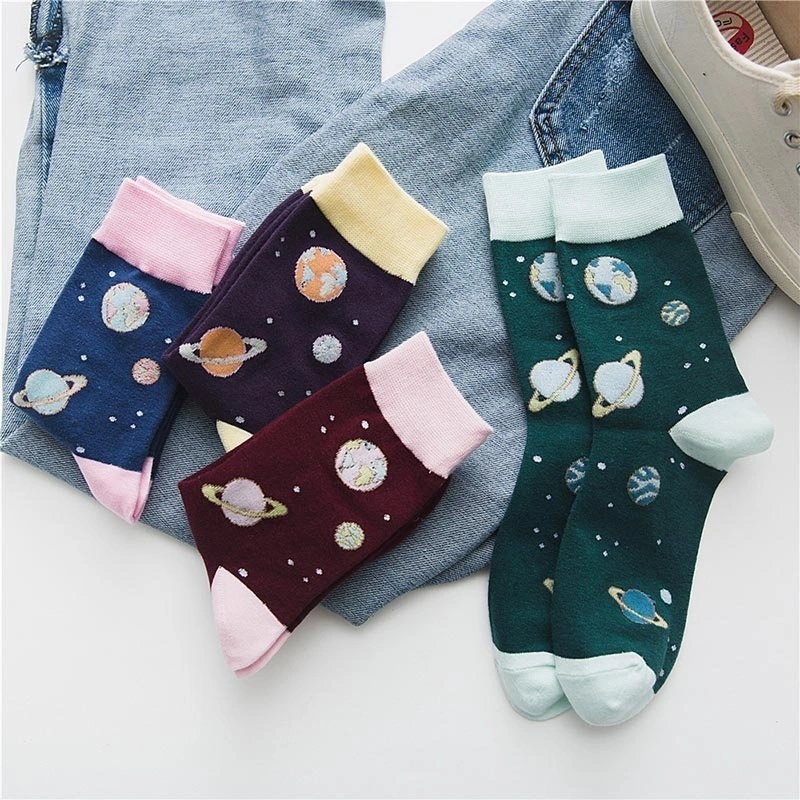 Hip Hop Fashion Socks Art Cartoon Planet Team Cute Funny Socks
