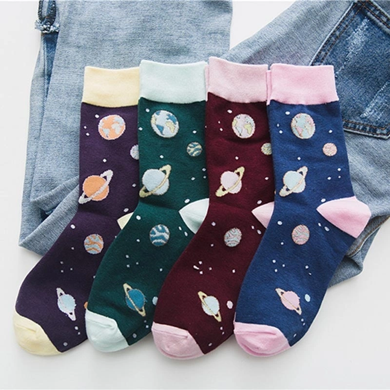 Hip Hop Fashion Socks Art Cartoon Planet Team Cute Funny Socks