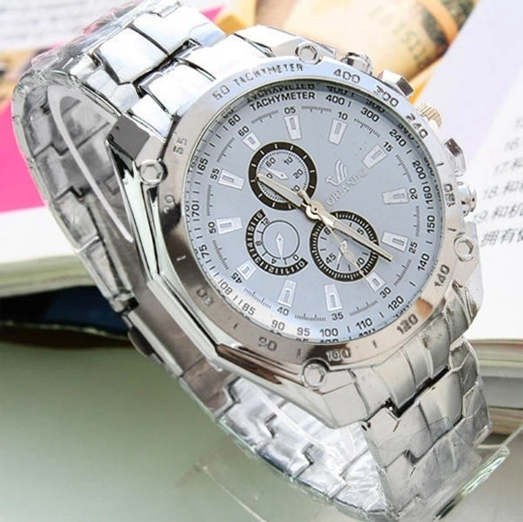 Men's Fashion Stainless Steel Belt Sport Business Quartz Watch Wristwatches