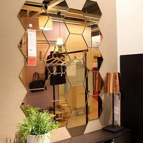 12Pcs Geometric 3D Art Mirror Wall Sticker Decal Home DIY Decor