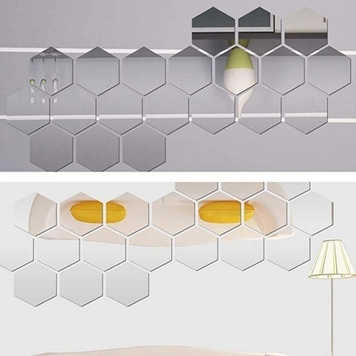 12Pcs Geometric 3D Art Mirror Wall Sticker Decal Home DIY Decor