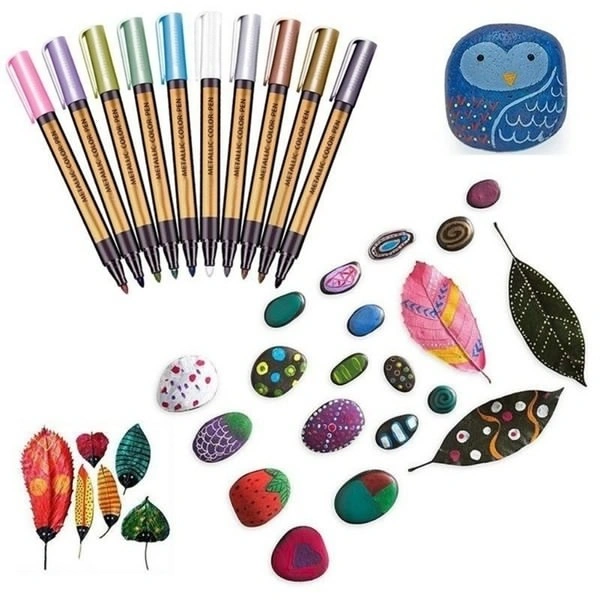 10 Pcs Colorful Metallic Pen Paint Markers for Ceramic Painting,Glass,Plastic,Photo Album,Card