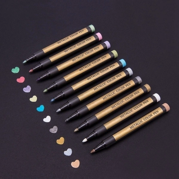 10 Pcs Colorful Metallic Pen Paint Markers for Ceramic Painting,Glass,Plastic,Photo Album,Card