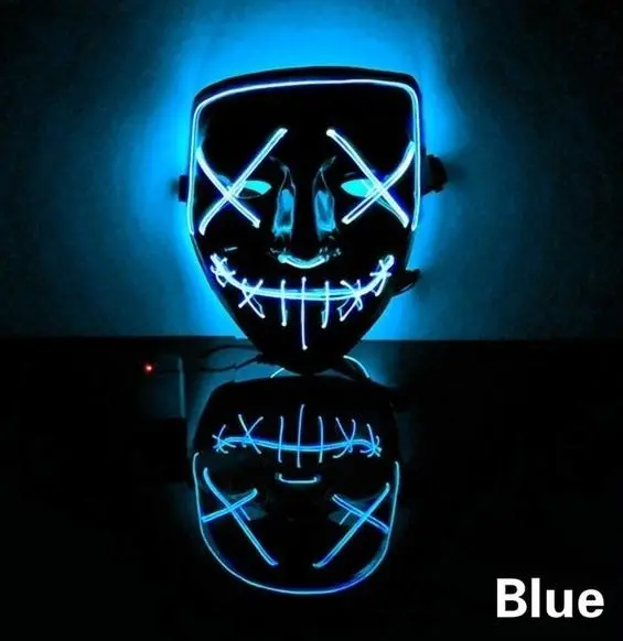 Halloween LED Light Mask Halloween Costume Supplies for Festival Masquerade  (sky blue)