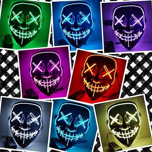 Halloween LED Light Mask Halloween Costume Supplies for Festival Masquerade  (sky blue)