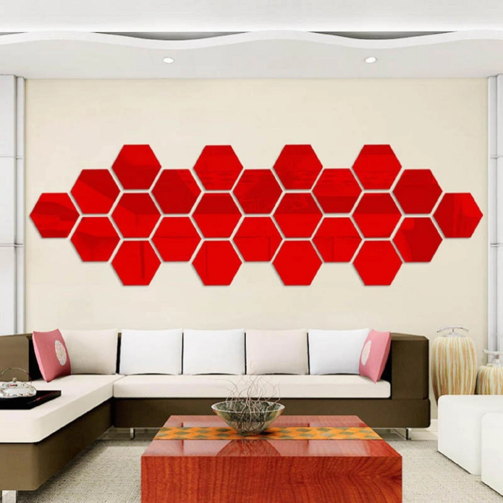 12Pcs Geometric 3D Art Mirror Wall Sticker Decal Home DIY Decor