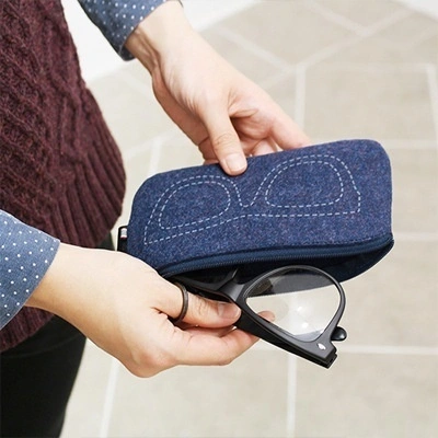 Portable Eyeglasses Cases Cosmetic Bag Soft Wool Felt Cloth Zipper Accessories Glasses Bag