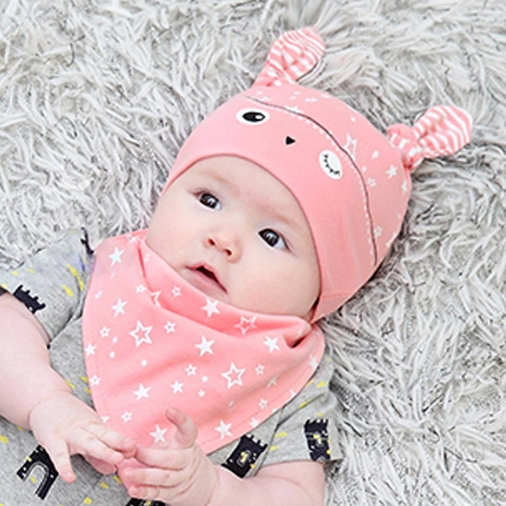 Toddler 2PCS Set Hat+Bandana Bib Saliva Towel Triangle Head Scarf