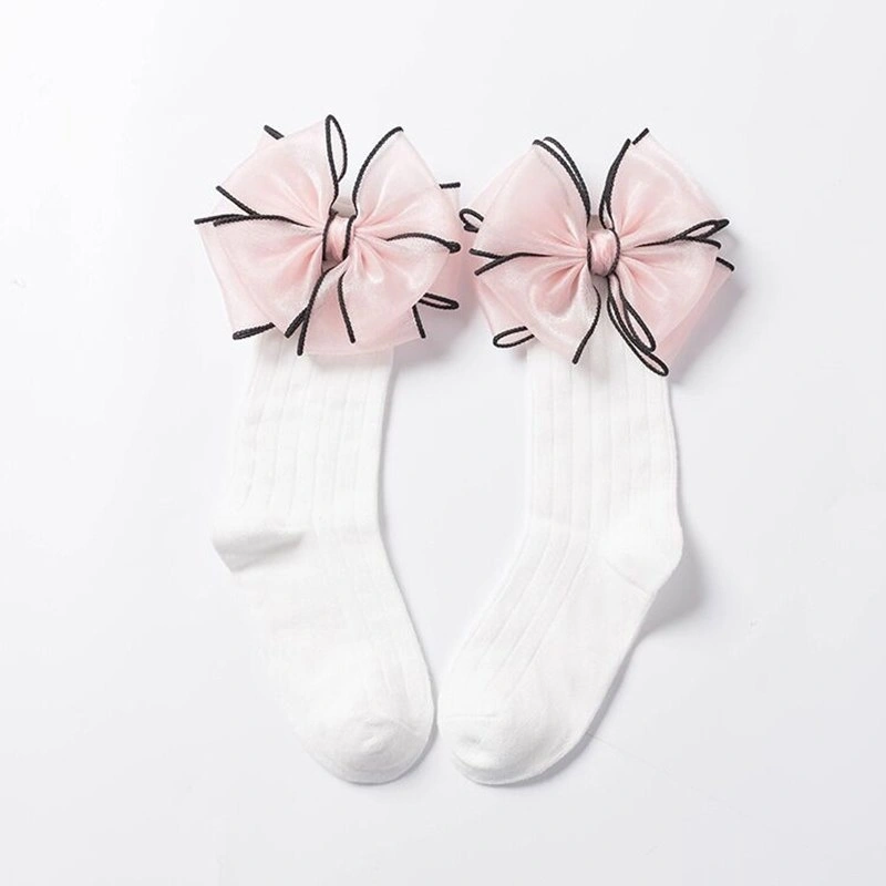 Candy Color Soft Cotton Baby Socks Girls Bow Frilly Knee High Socks Princess Pretty Girl Socks