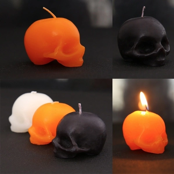 Handmade Skull Candle Black Novelty Candle for Home Decor and Halloween Decoration