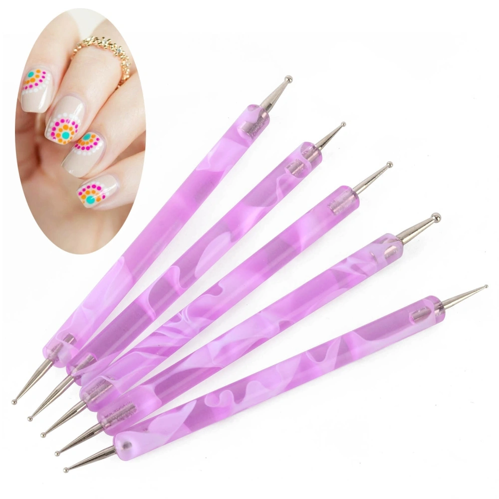 5pcs Nail Art Dotting Pen Manicure Painting Drawing Tool 2 Ways Nail Tools