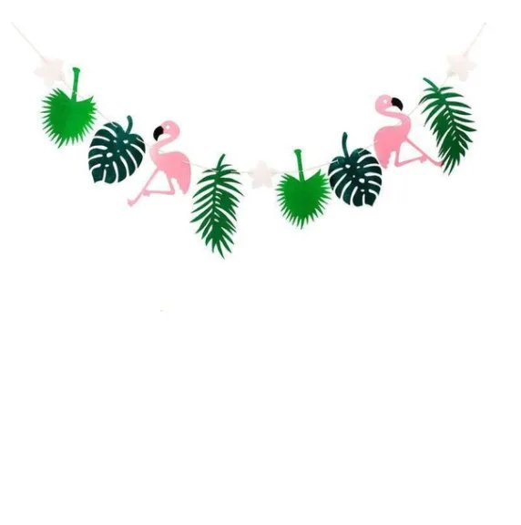 Hawaiian Tropical Flamingo Pineapple Summer Party Decor Banner Garland Bunting（No light）