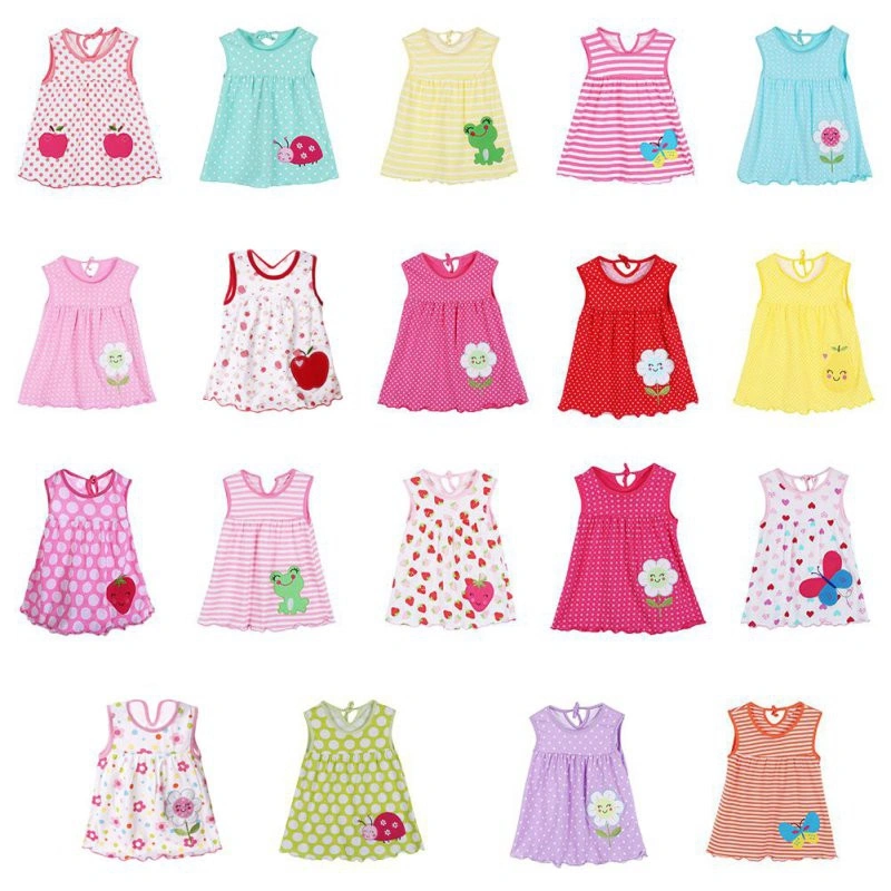 Cute Baby Sleeveless Printed A-Line Dress One Piece Mini Dress (Random)