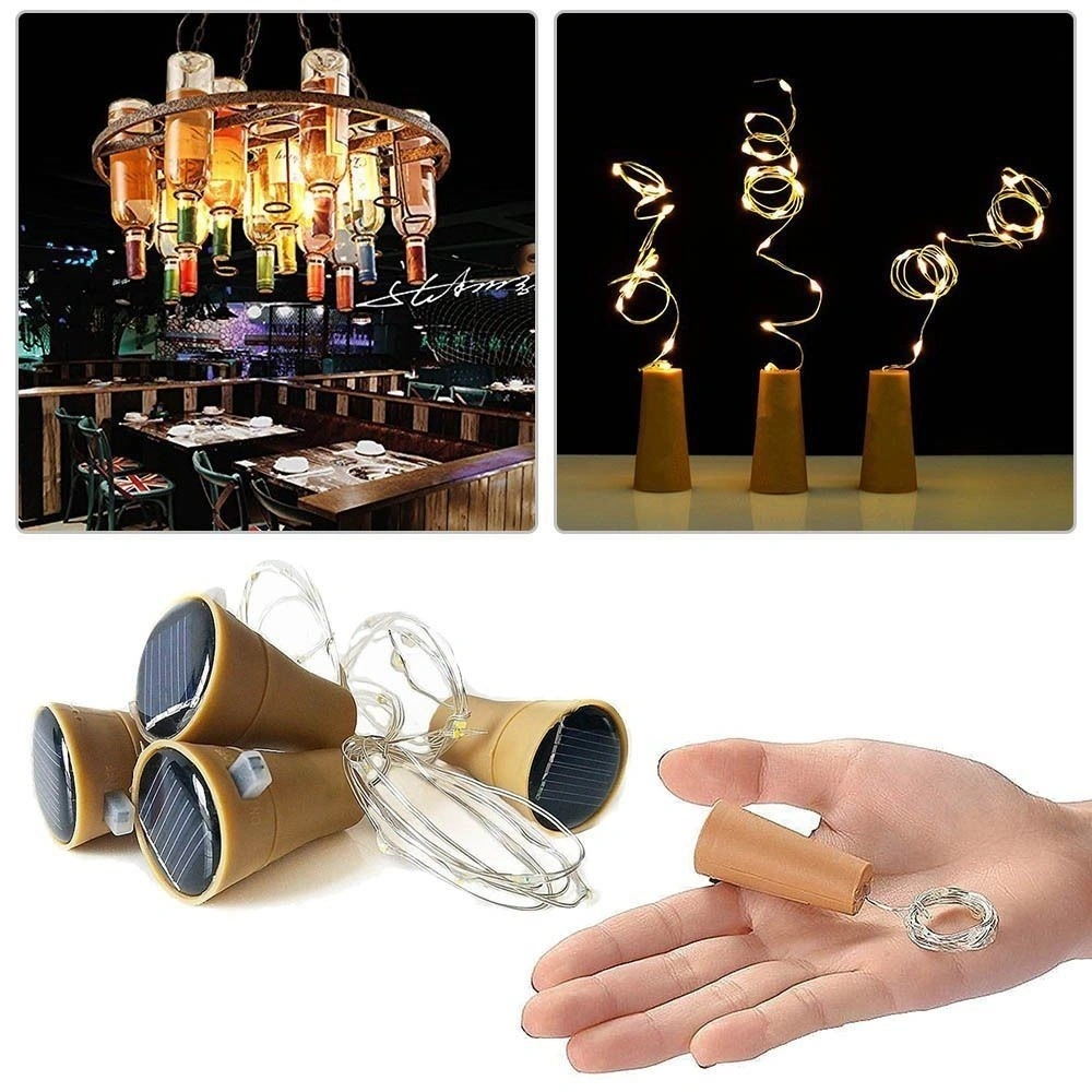 Wine Bottle Cork Shaped String Light 20 LED Night Fairy Light Lamp Xmas (Multicolor)