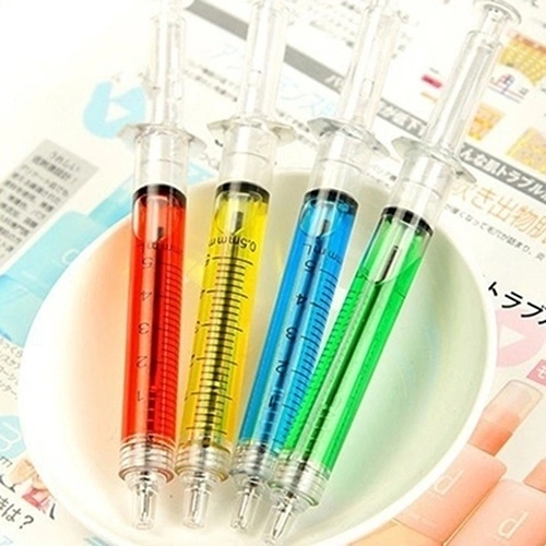 4Pcs/Set Syringe Injection Shape Ballpen Doctor Nurse Gift Liquid Pen Ballpoint