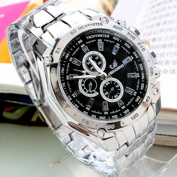 Men's Fashion Stainless Steel Belt Sport Business Quartz Watch Wristwatches