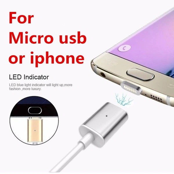 Magnetic LED Lightning Usb Cable Smartphone High Speed Charging Cable For Iphone (Rose Gold)