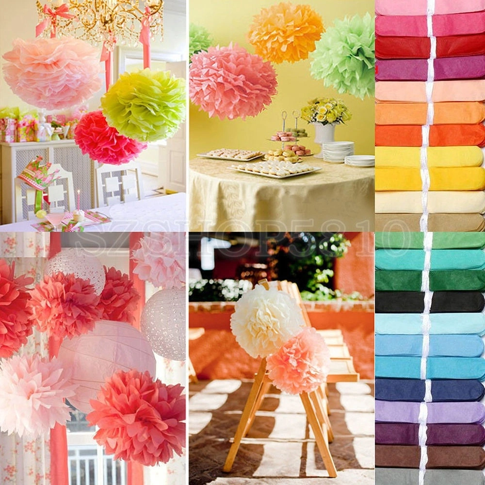 10pcs Tissue Paper Pom Poms Flower Ball Wedding Party Birthday Decor 6"/8"/10"（green）