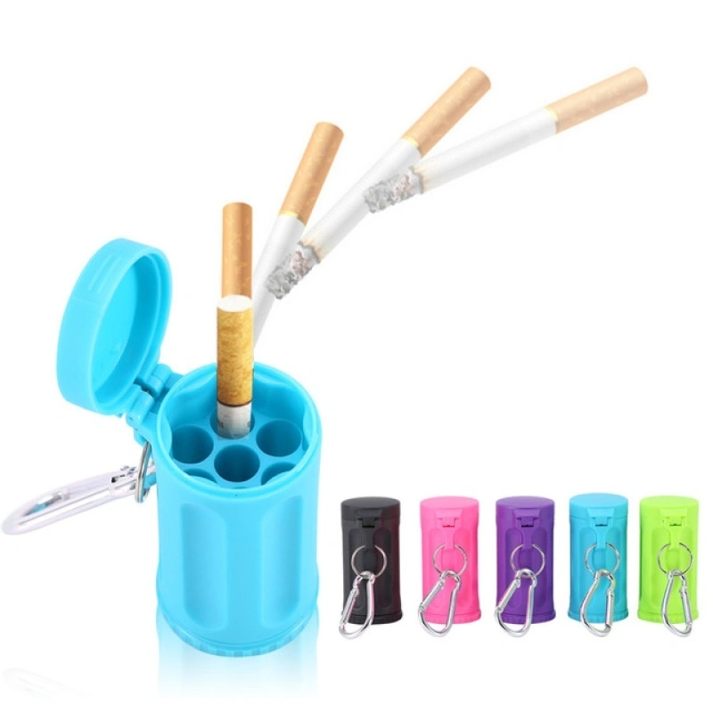 Durable Portable Pocket Ashtray With Keychain Candy Color ABS Car Ashtray Mini （Rose Red）