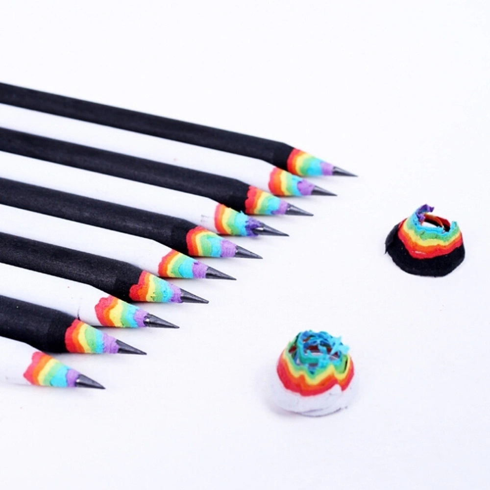 New Black And White Wood Set Rainbow Pencils School Office Stationery SF（2B pencil）