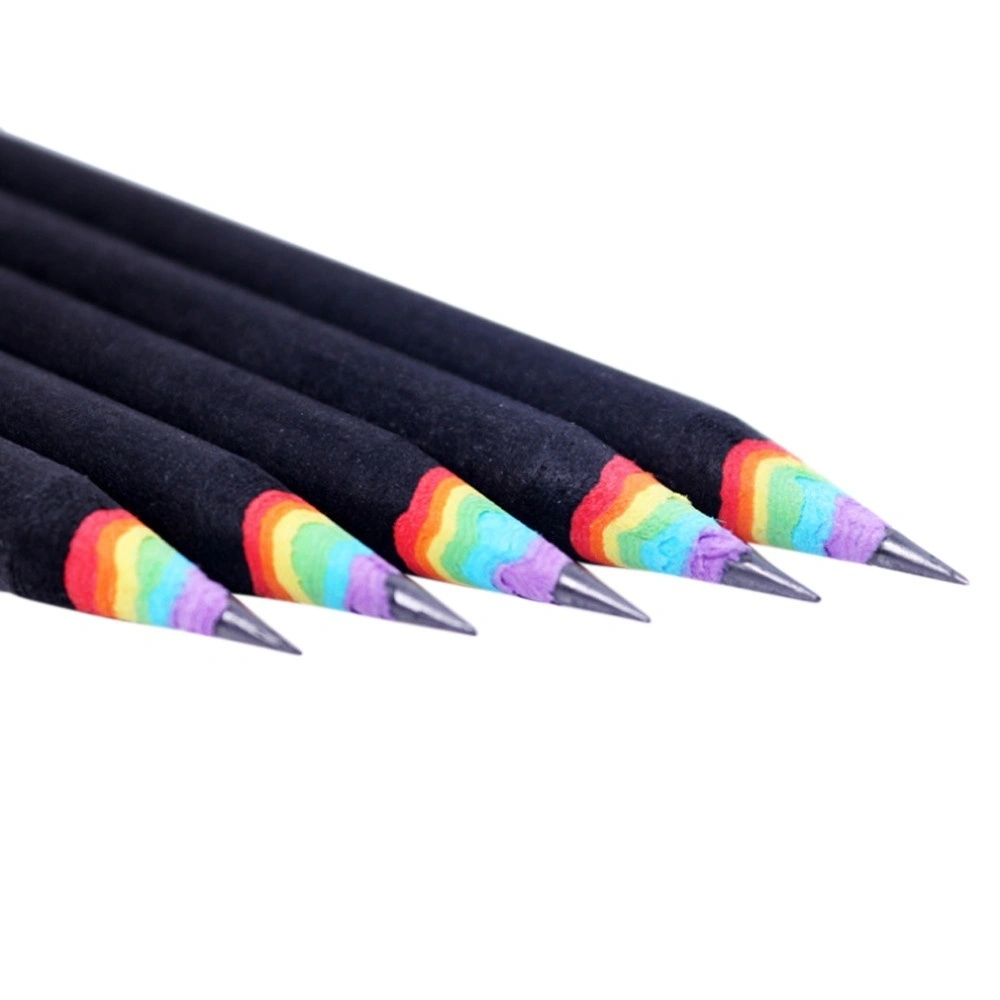 New Black And White Wood Set Rainbow Pencils School Office Stationery SF（2B pencil）
