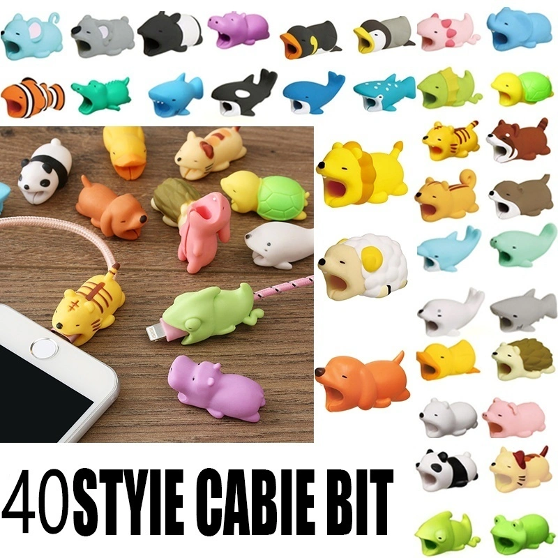 New Trend Cute Animal Bite USB Charger Data Protector Cover （tortoise）