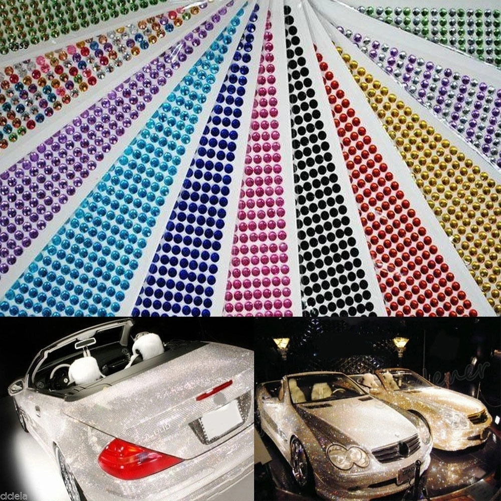 918Pcs Self Adhesive Rhinestone Crystal Diamond Gemstones Decoration Gems Car Craft（Black）