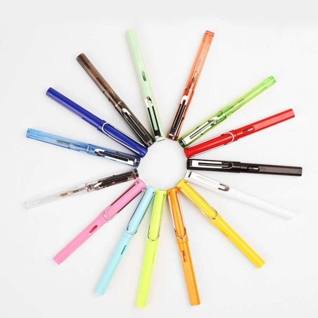 Candy Color Fountain Ink Pen Fine Nib 0.5mm Colorful Writing Exercise School（Orange）