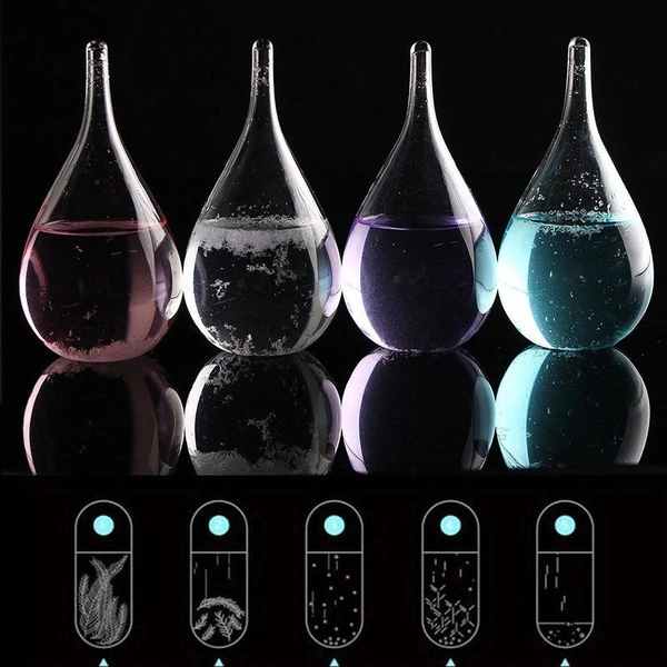 Weather Forecast Crystal Bottle Drop Water Shape Glass Decor Gift