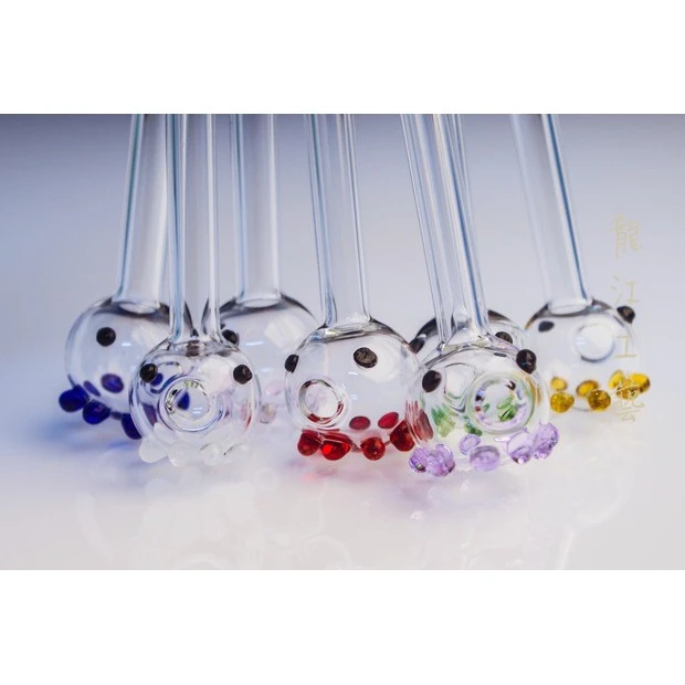Small octopus heat-resistant handmade glass straw lake green