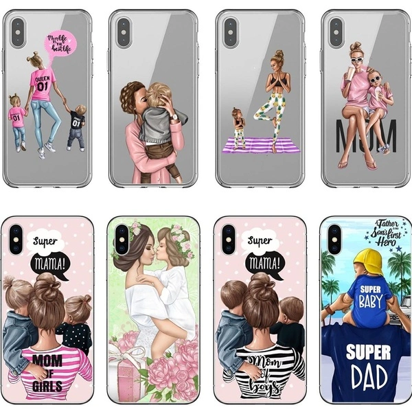 Fashion Dad&Son Queen Mom Cell Phone Case Cell Phone Cover Cellphone Shell For iPhone X XS Max