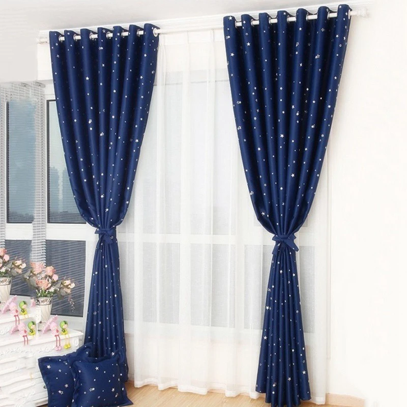 5Colors Star Print Window Curtain Panels Door Balcony Room Divider Curtain