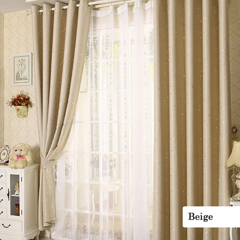 5Colors Star Print Window Curtain Panels Door Balcony Room Divider Curtain