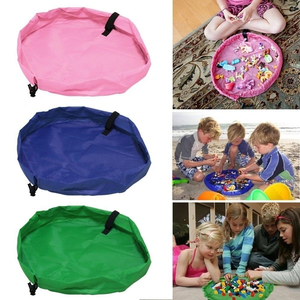 Portable Kids Play Mat Toys Storage Bag Organizer Rug Box