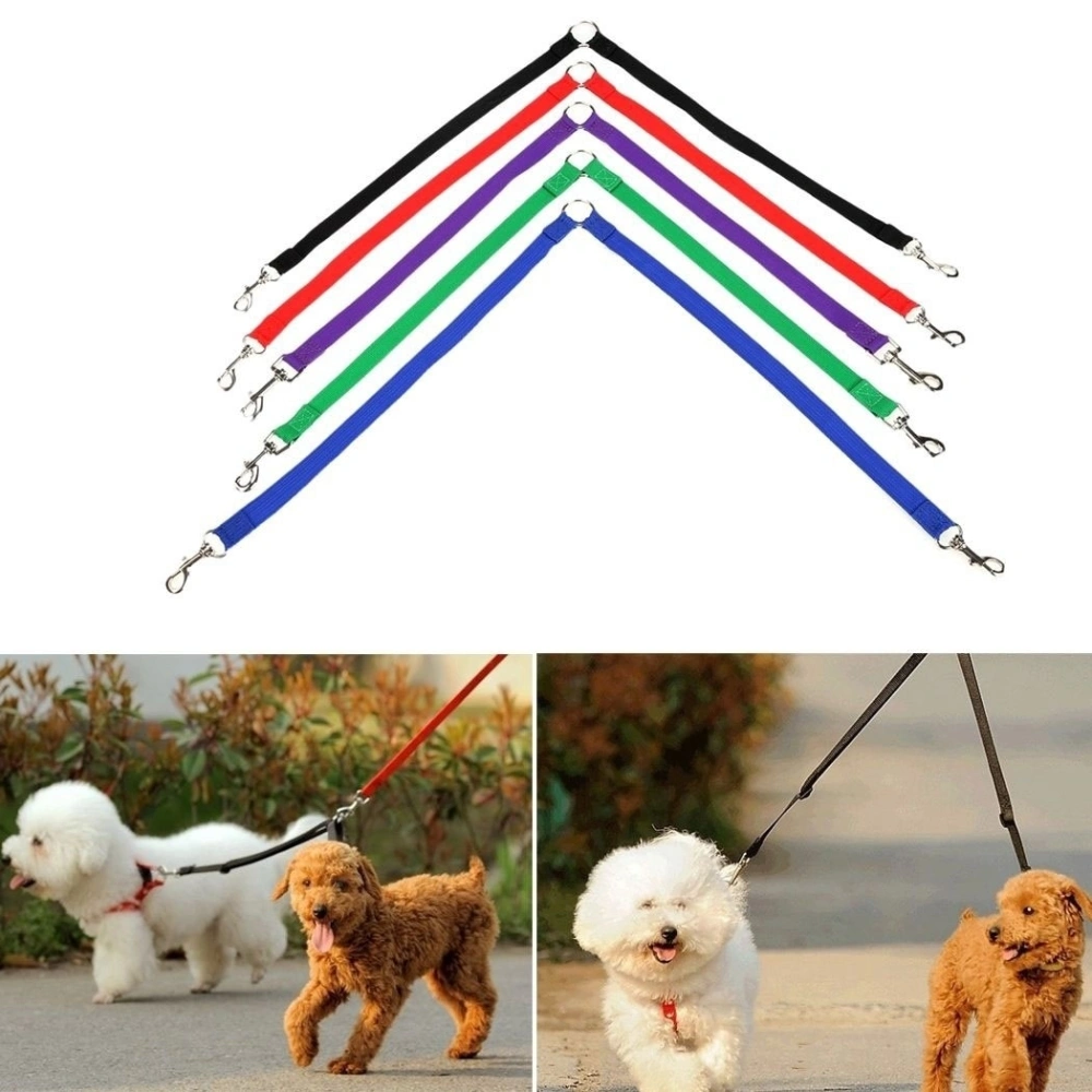 Strong Nylon Double Coupler Dog Pet Lead Leash with Clip for Collar Harness 2 cm*50 cm