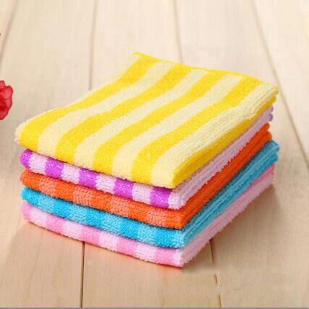 3 PCS Water Kitchen Colorful Dining Stripe Towel Cloth Square Microfiber