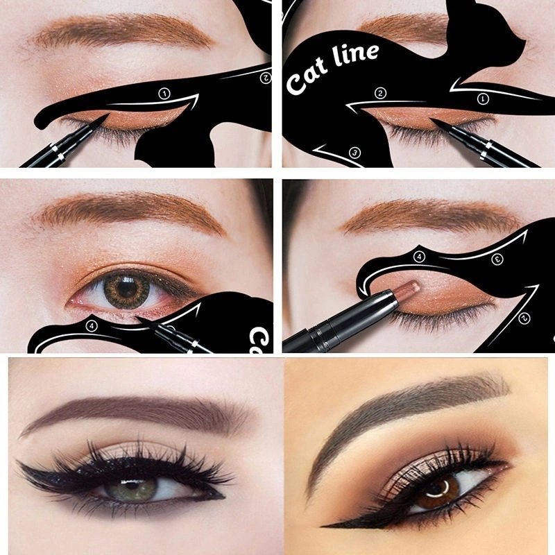 Eyebrow Stencils Cat Eyeliner Model Stencil Kit Guide Template Makeup Tool