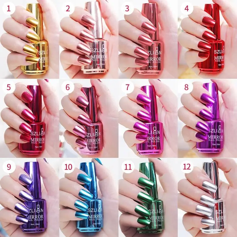 Mirror Effect Nail Polish Magic Metallic Lacquer Nail Polish Chrome Nail Art Polish Varnish