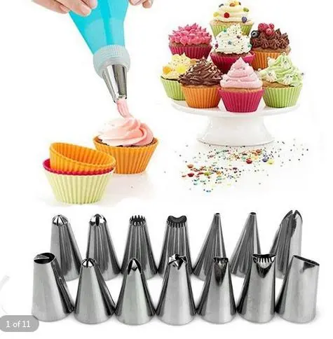 Cake DIY decorating tool with blue EVA decorating bag set of 10