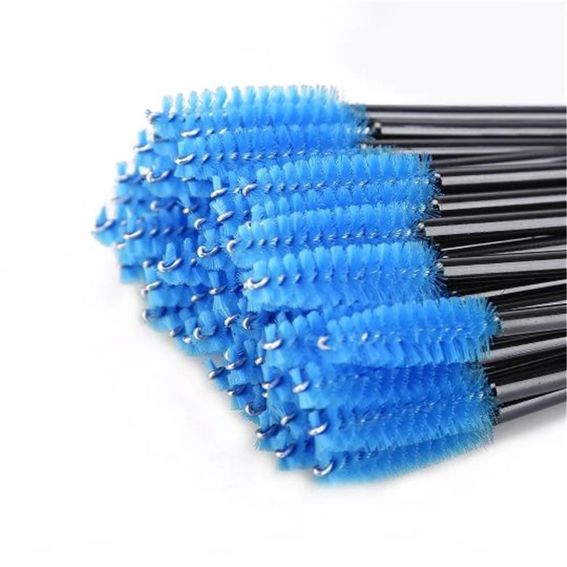 100Pcs Eyelash brushes Makeup brushes Disposable Eye Lashes Cosmetic Brush Makeup Tools(blue)