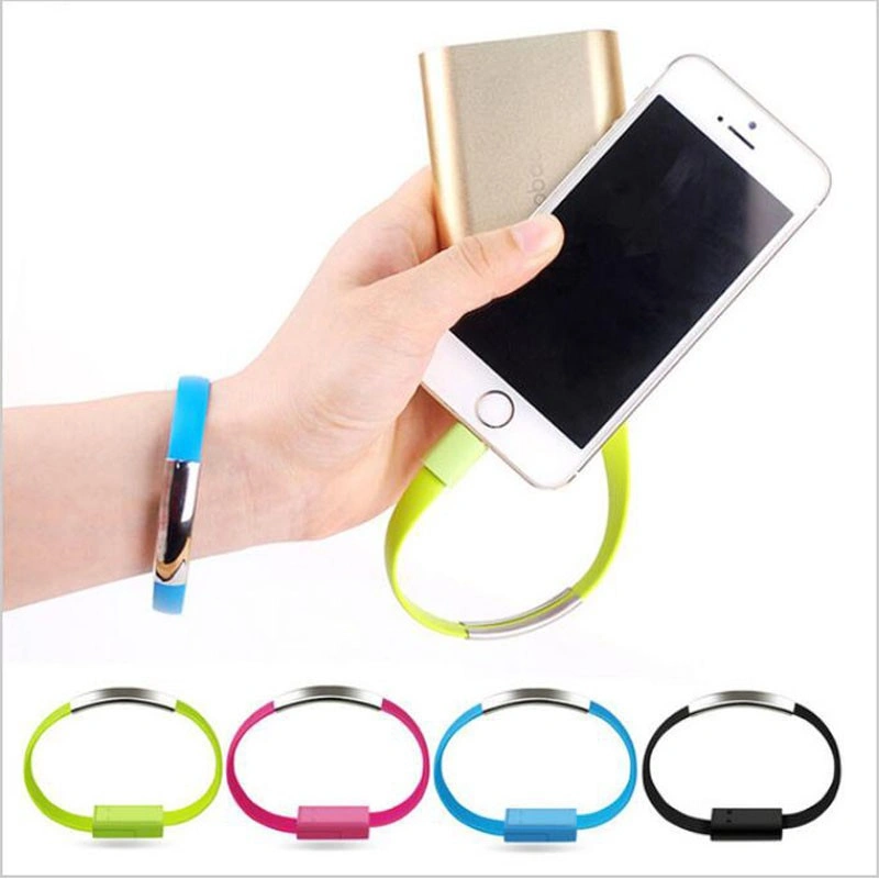 Bracelet Silicon Micro USB Cable For iPhone Android Mobile (black)